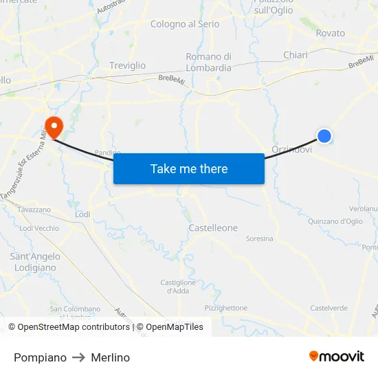 Pompiano to Merlino map