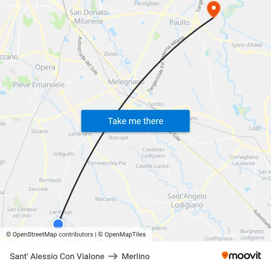 Sant' Alessio Con Vialone to Merlino map