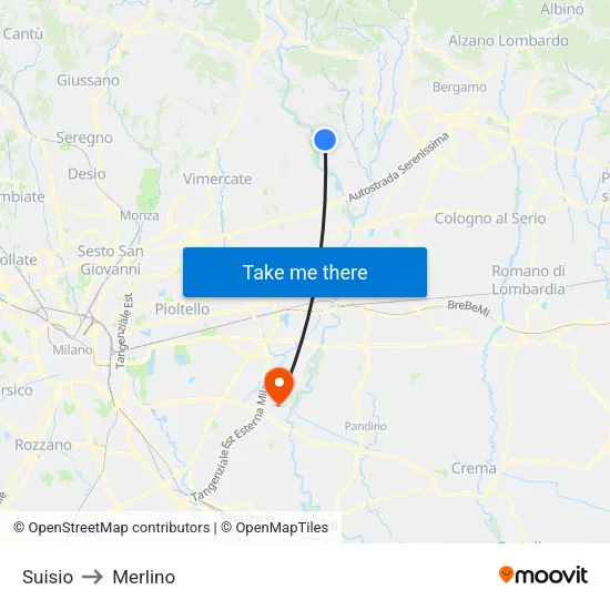Suisio to Merlino map