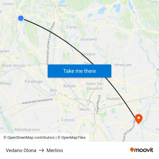 Vedano Olona to Merlino map