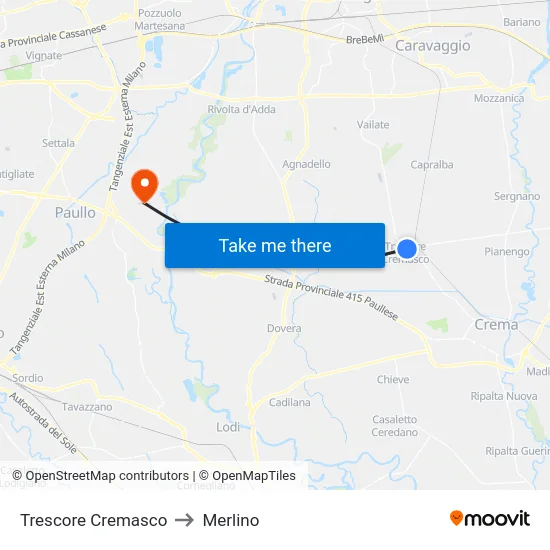 Trescore Cremasco to Merlino map