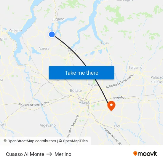 Cuasso Al Monte to Merlino map