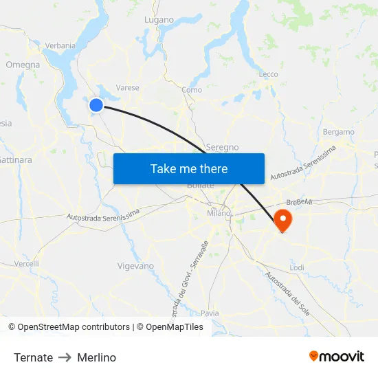 Ternate to Merlino map