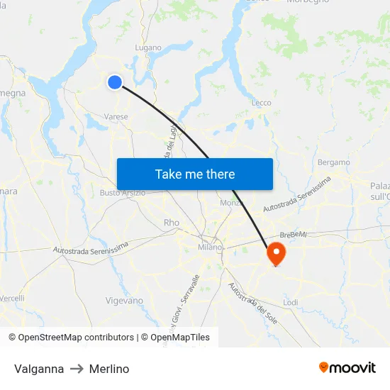Valganna to Merlino map