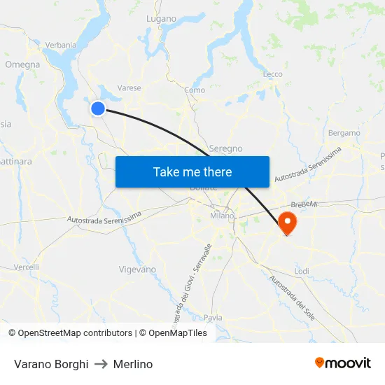 Varano Borghi to Merlino map