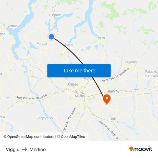 Viggiù to Merlino map