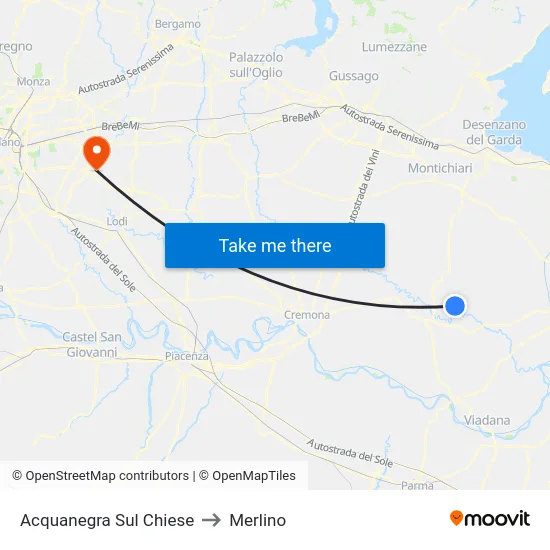 Acquanegra Sul Chiese to Merlino map