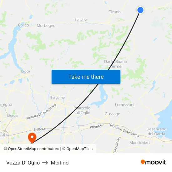 Vezza D' Oglio to Merlino map