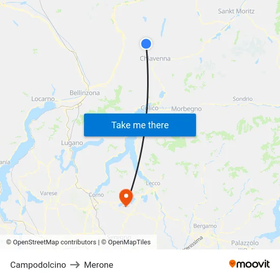 Campodolcino to Merone map