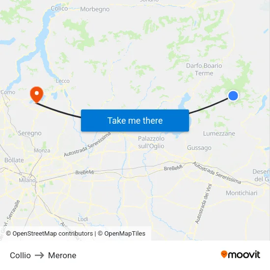 Collio to Merone map