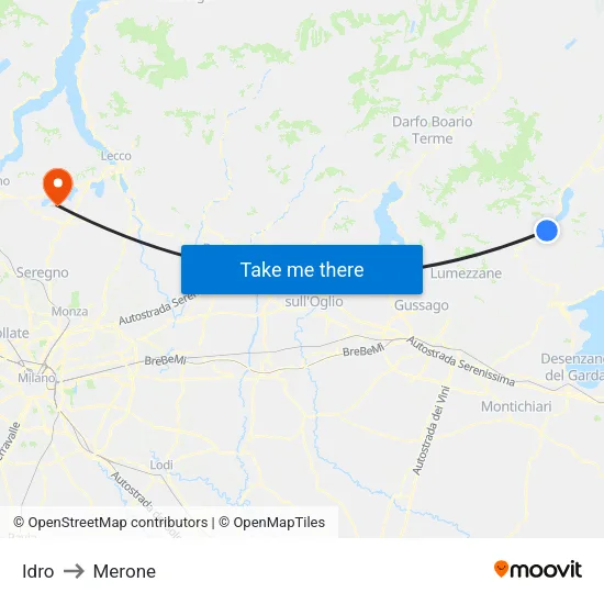 Idro to Merone map