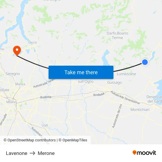 Lavenone to Merone map