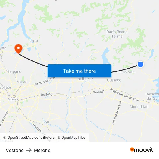 Vestone to Merone map