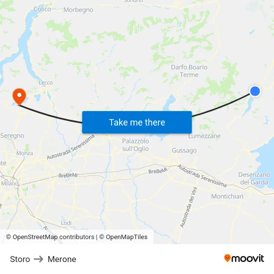 Storo to Merone map