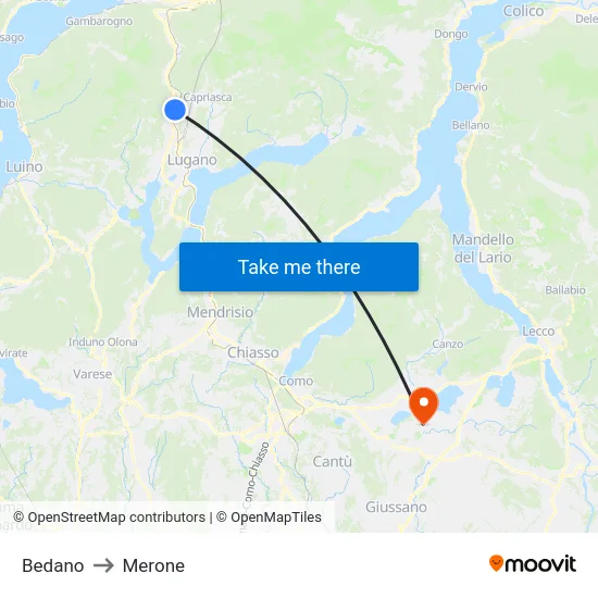 Bedano to Merone map