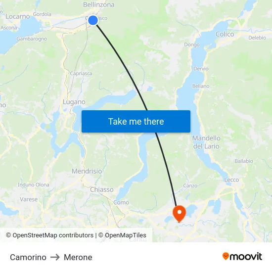 Camorino to Merone map