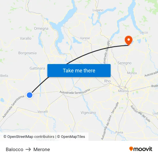 Balocco to Merone map