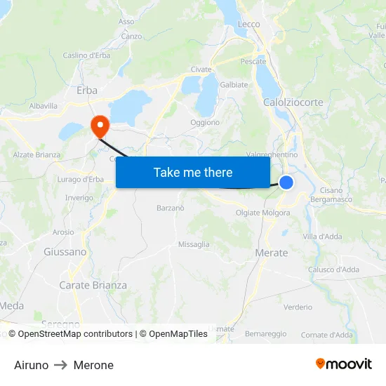 Airuno to Merone map