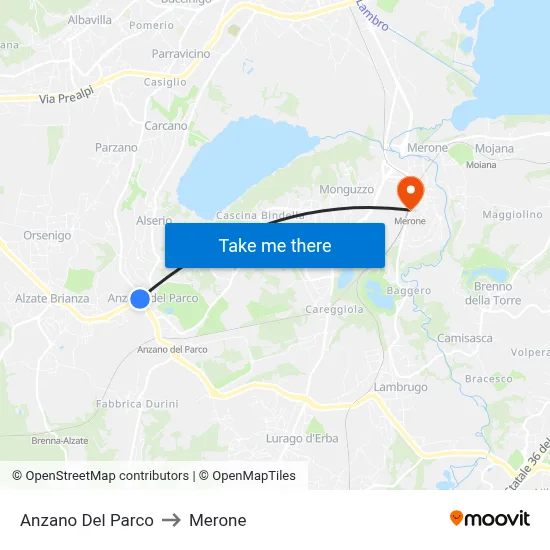Anzano Del Parco to Merone map