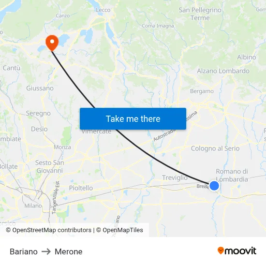 Bariano to Merone map
