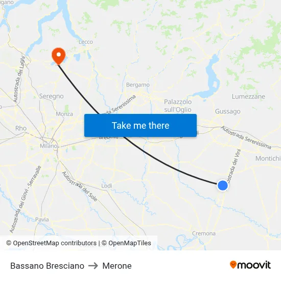 Bassano Bresciano to Merone map
