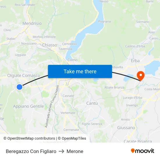 Beregazzo Con Figliaro to Merone map