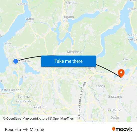 Besozzo to Merone map