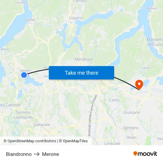 Biandronno to Merone map