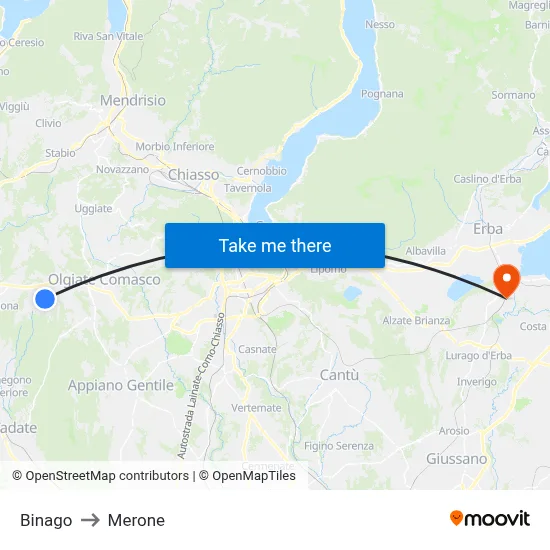 Binago to Merone map