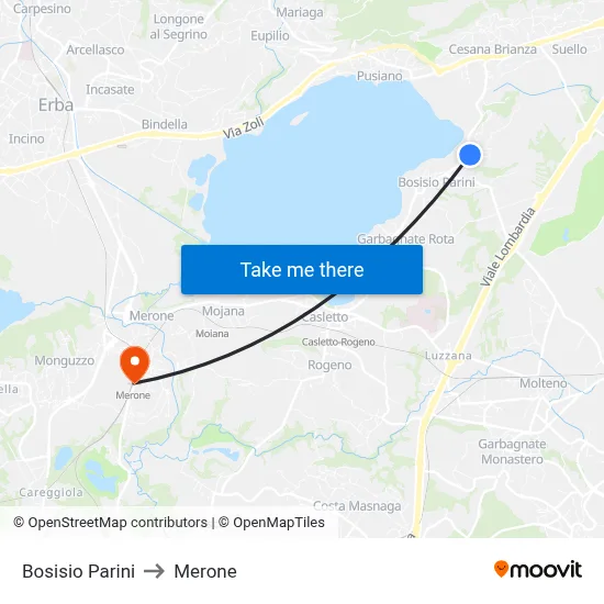 Bosisio Parini to Merone map