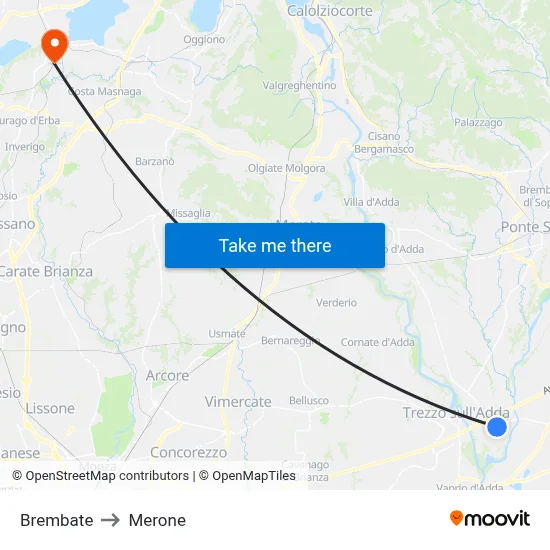 Brembate to Merone map