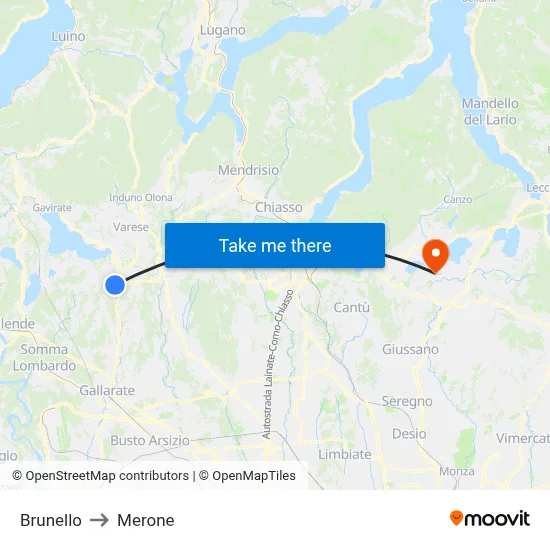 Brunello to Merone map