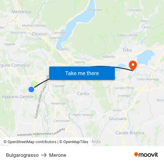 Bulgarograsso to Merone map