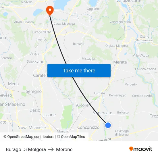 Burago Di Molgora to Merone map