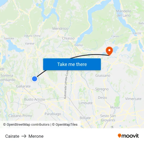 Cairate to Merone map