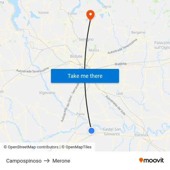 Campospinoso to Merone map