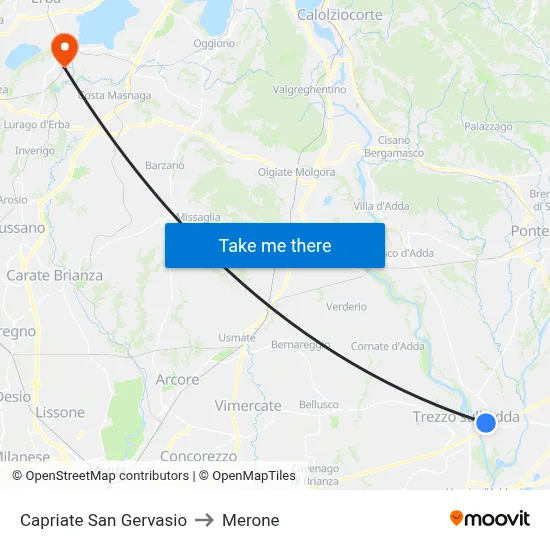 Capriate San Gervasio to Merone map