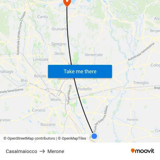 Casalmaiocco to Merone map
