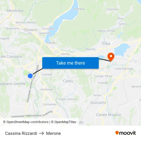 Cassina Rizzardi to Merone map