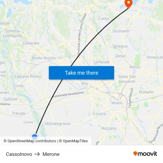 Cassolnovo to Merone map