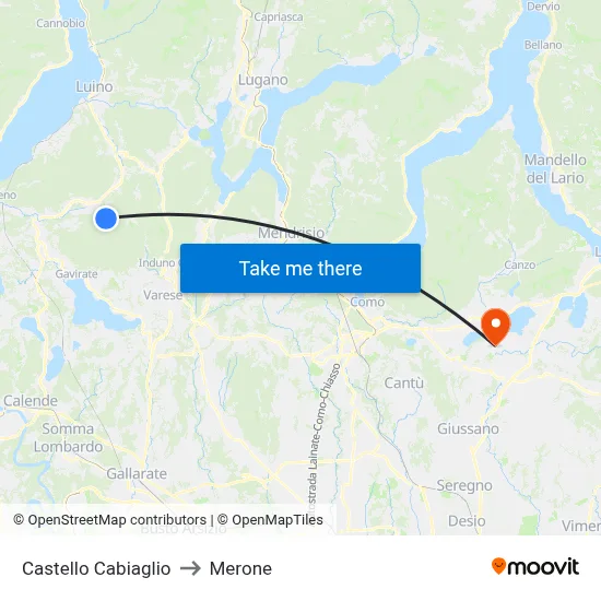 Castello Cabiaglio to Merone map