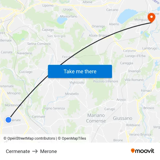 Cermenate to Merone map