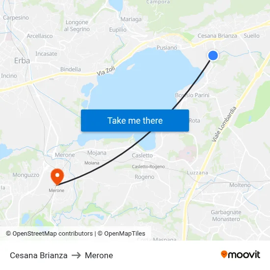 Cesana Brianza to Merone map