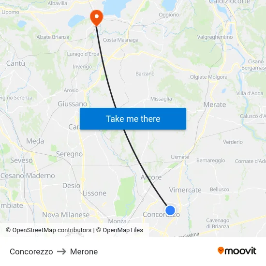 Concorezzo to Merone map