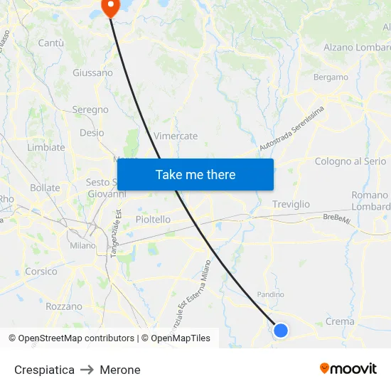 Crespiatica to Merone map
