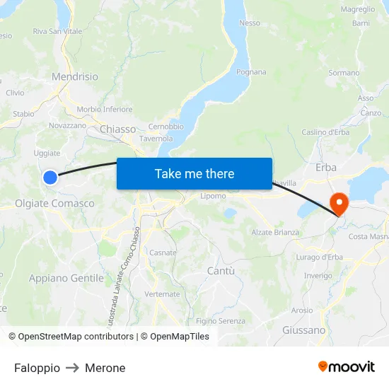 Faloppio to Merone map