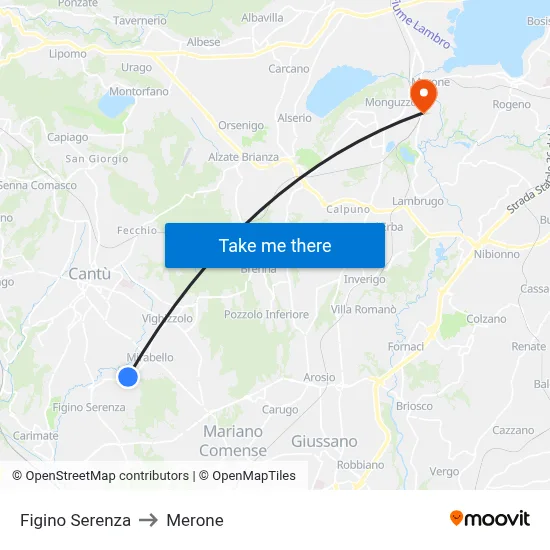 Figino Serenza to Merone map