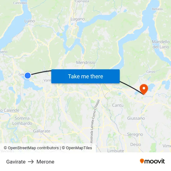 Gavirate to Merone map