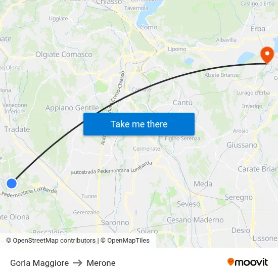 Gorla Maggiore to Merone map