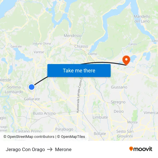 Jerago con Orago to Merone map